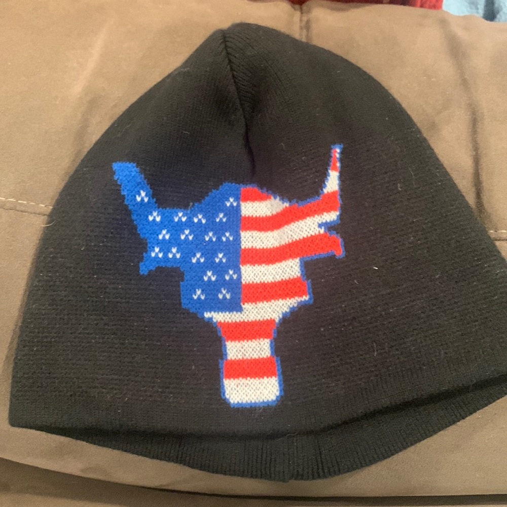 WWE Official Merchandise The Rock American Flag Bull Logo Beanie